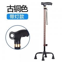 老人拐杖拐棍四脚手杖闪电客老年人多功能带灯轻便伸缩助力四角便携